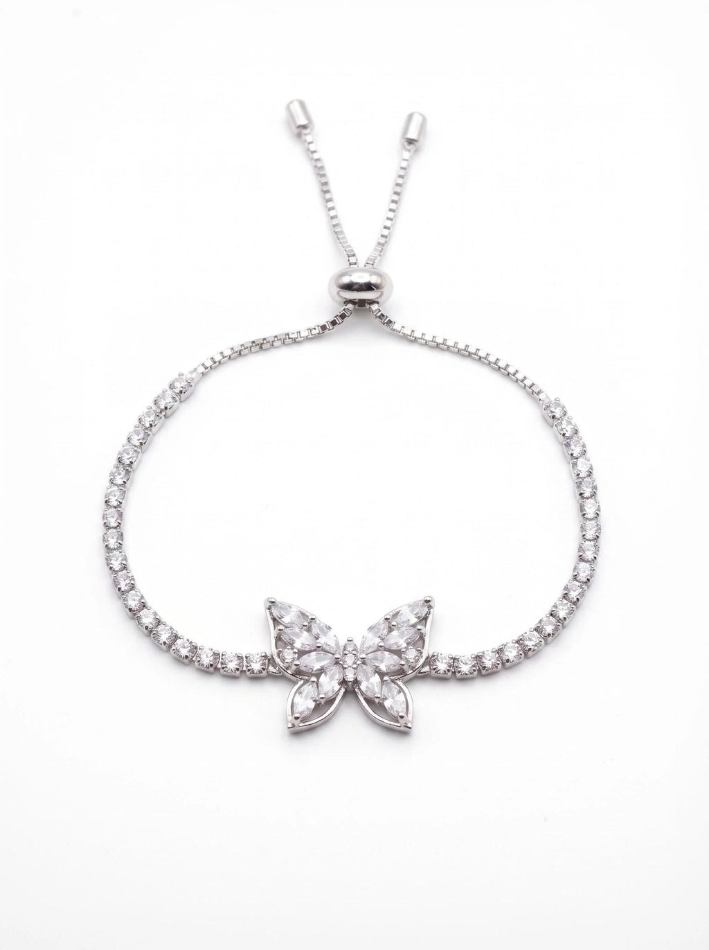 Crystal Butterfly Slider Bracelet – Elegant Adjustable Jewelry for Women
