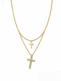 Double Cross Gold Necklace Designed to Inspire